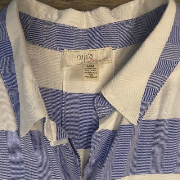 Cupio Striped Button up Tank Top - Picture 3 of 4